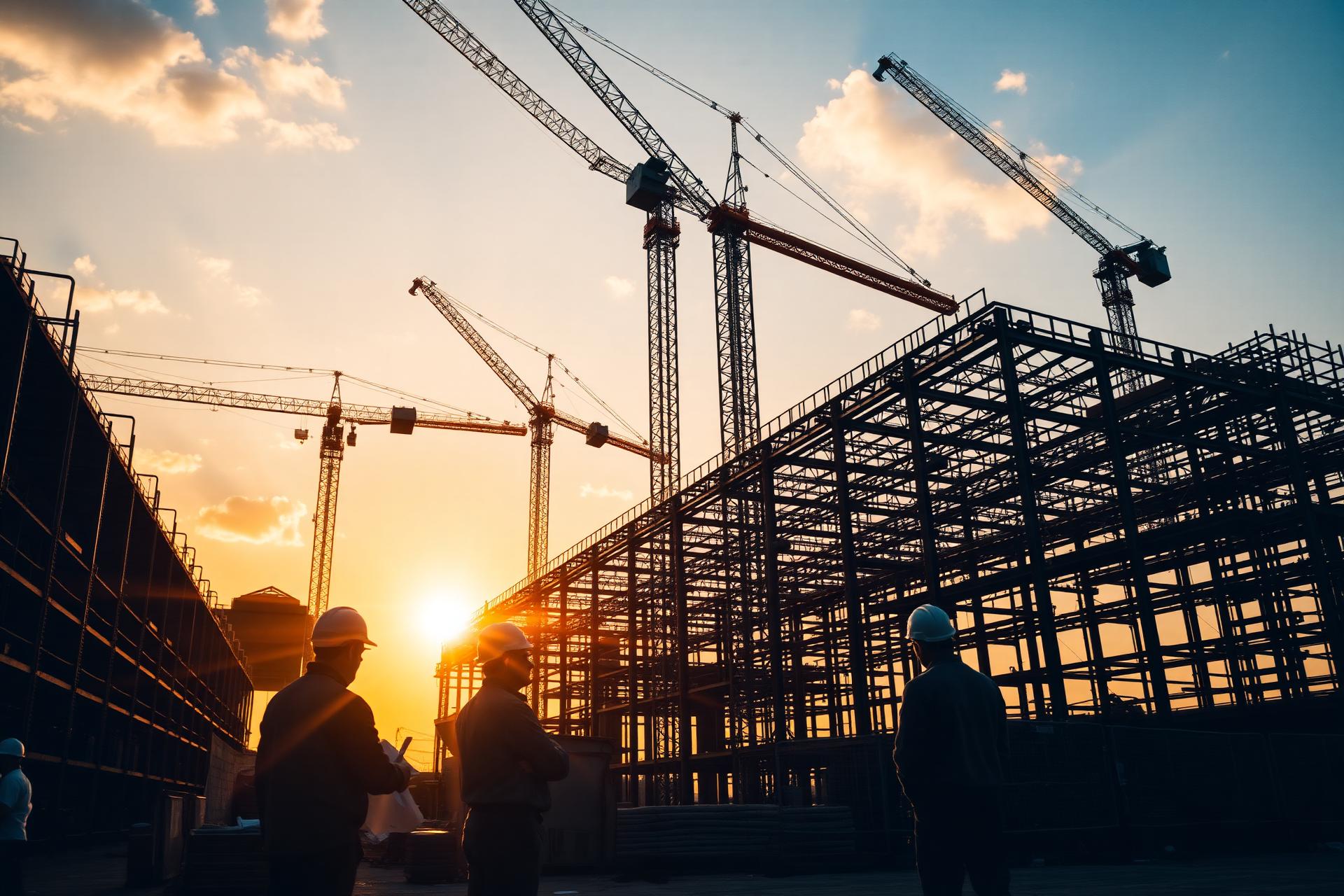 Construction site at golden hour